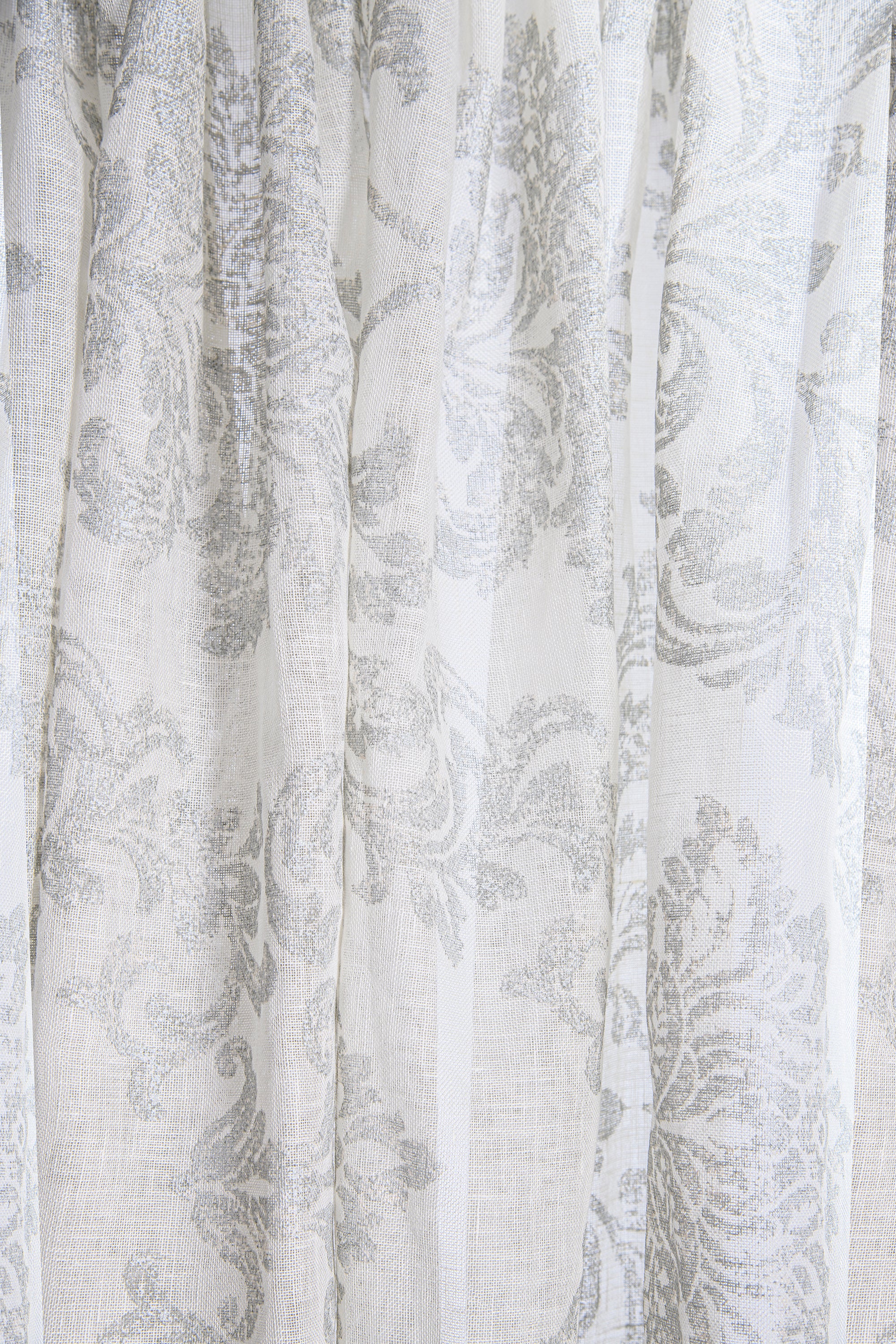 Leaves Sheer Grey Fabric