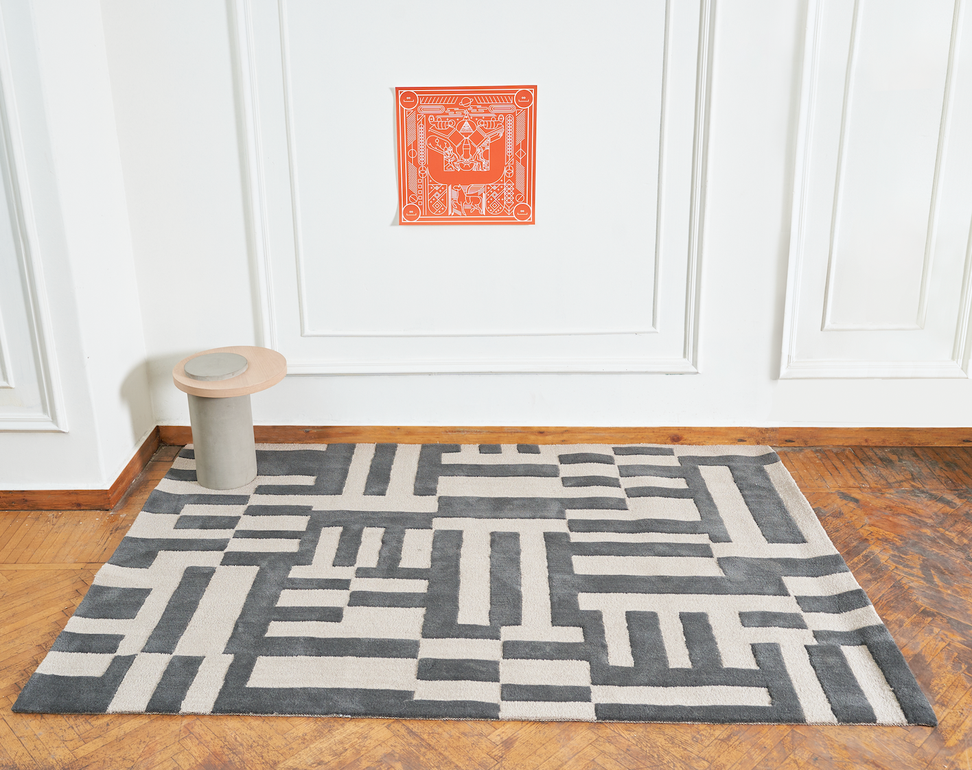 Marine Grey on Grey - Tufted Rug