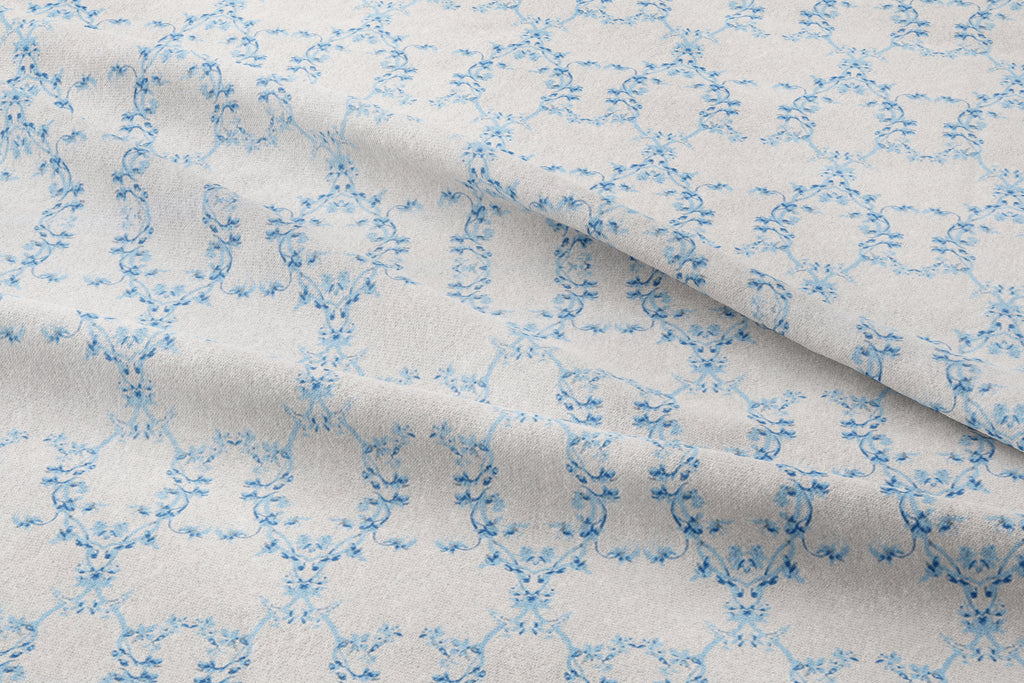 Blue and white velvet sofa fabric
